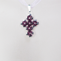 Pendant 30cm - Theonie-Violet Organza - Pendant 30cm - Laiton argenté